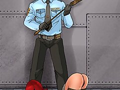 Cartoons Pictures -  Horny cop tortures a poor little office babe